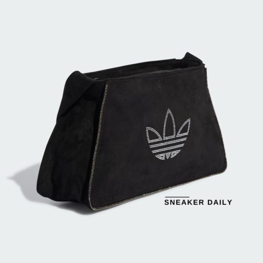 túi adidas rhinestones fake suede shoulder bag - black it7375