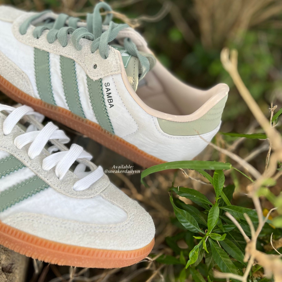 giày adidas samba 'cloud white silver green' (wmns) id0492