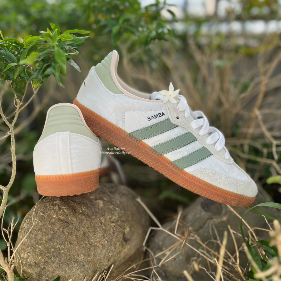 giày adidas samba 'cloud white silver green' (wmns) id0492