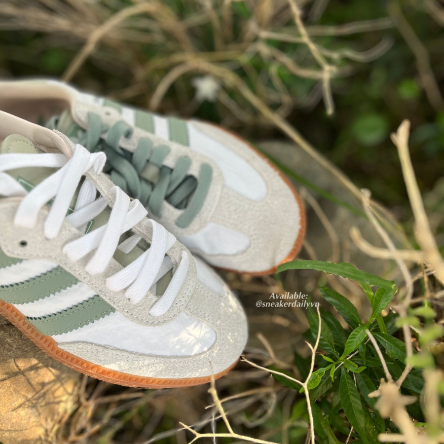 giày adidas samba 'cloud white silver green' (wmns) id0492