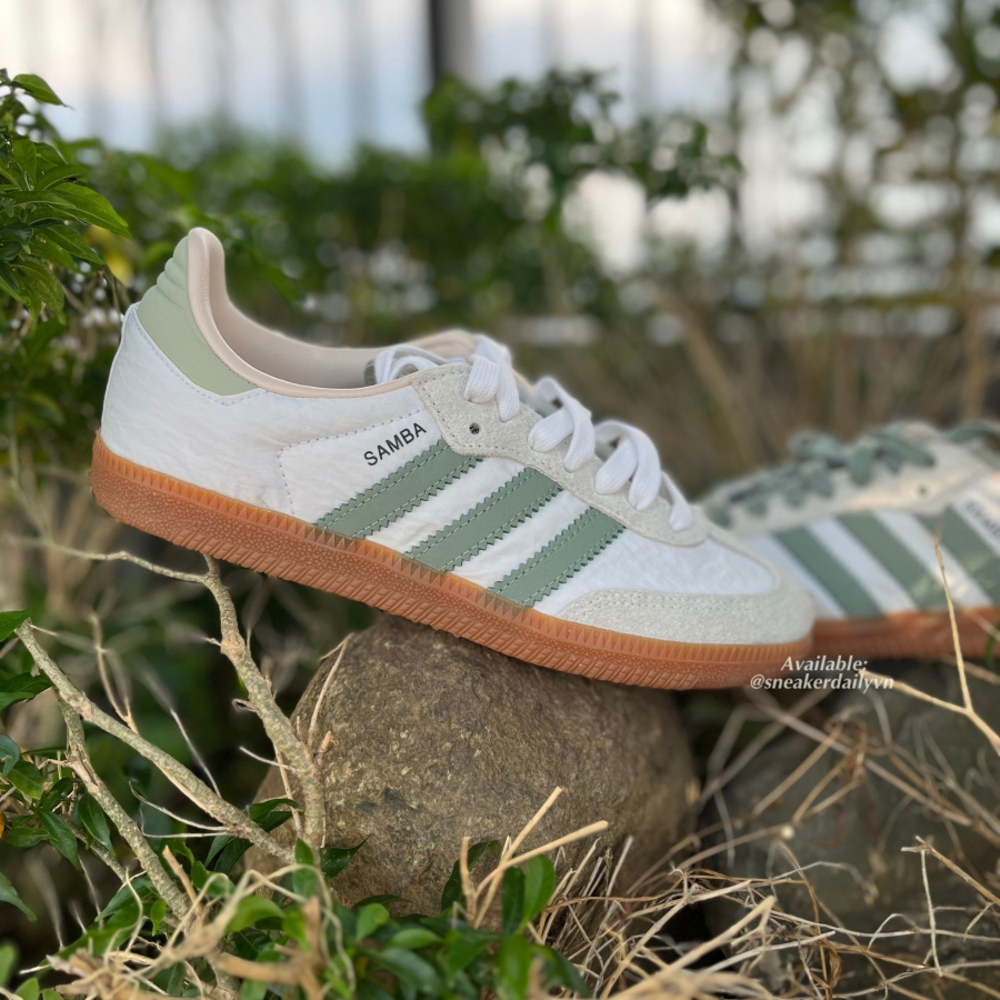 giày adidas samba 'cloud white silver green' (wmns) id0492