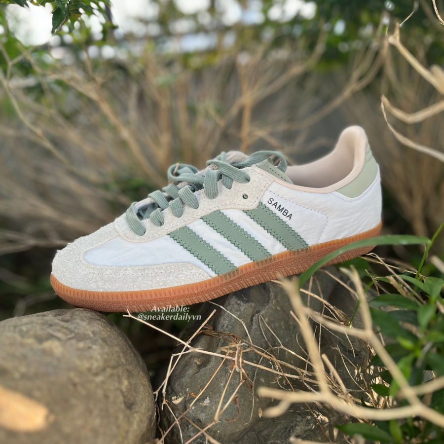 giày adidas samba 'cloud white silver green' (wmns) id0492