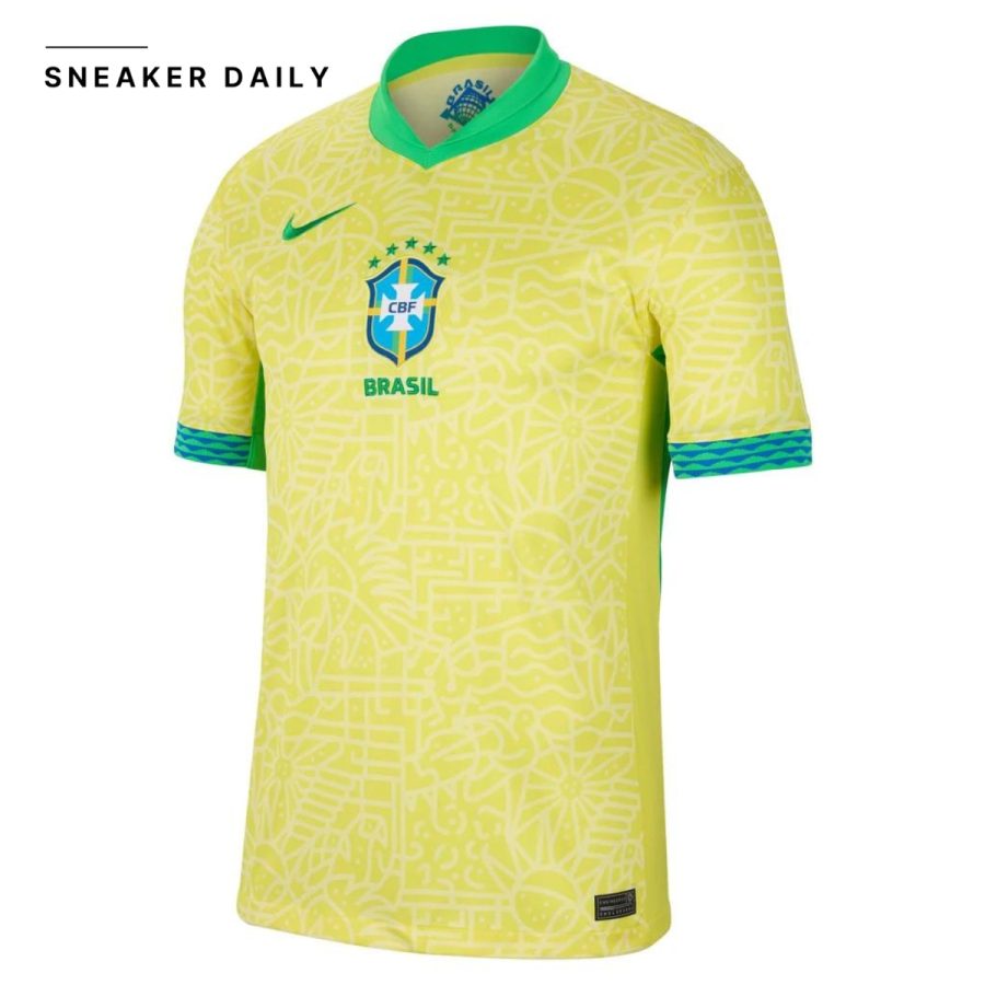 áo nike dri-fit soccer brazil 2024 stadium home replica jersey 'yellow green' fj4284-706