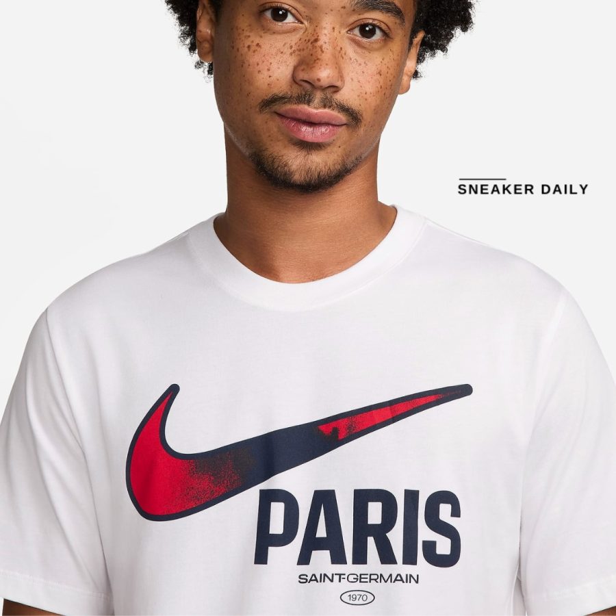áo paris saint-germain swoosh nike men's soccer t-shirt fv8555-100
