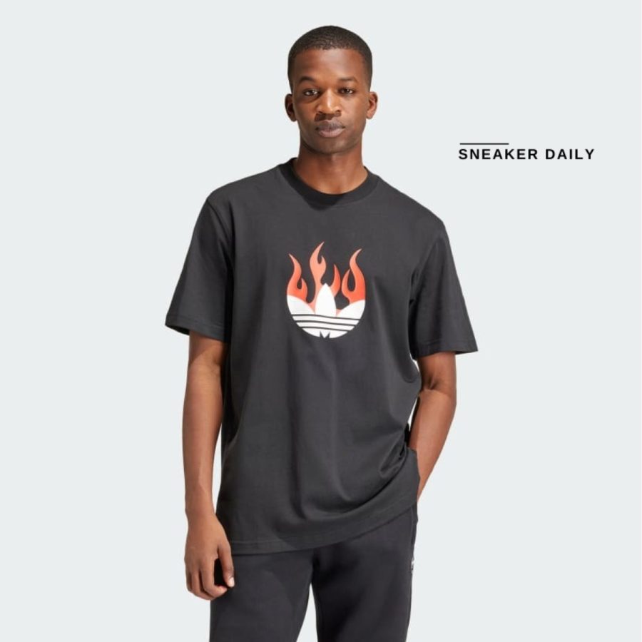 áo adidas originals flames logo tee - black is0178