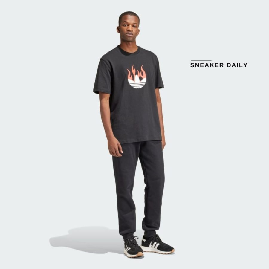 áo adidas originals flames logo tee - black is0178