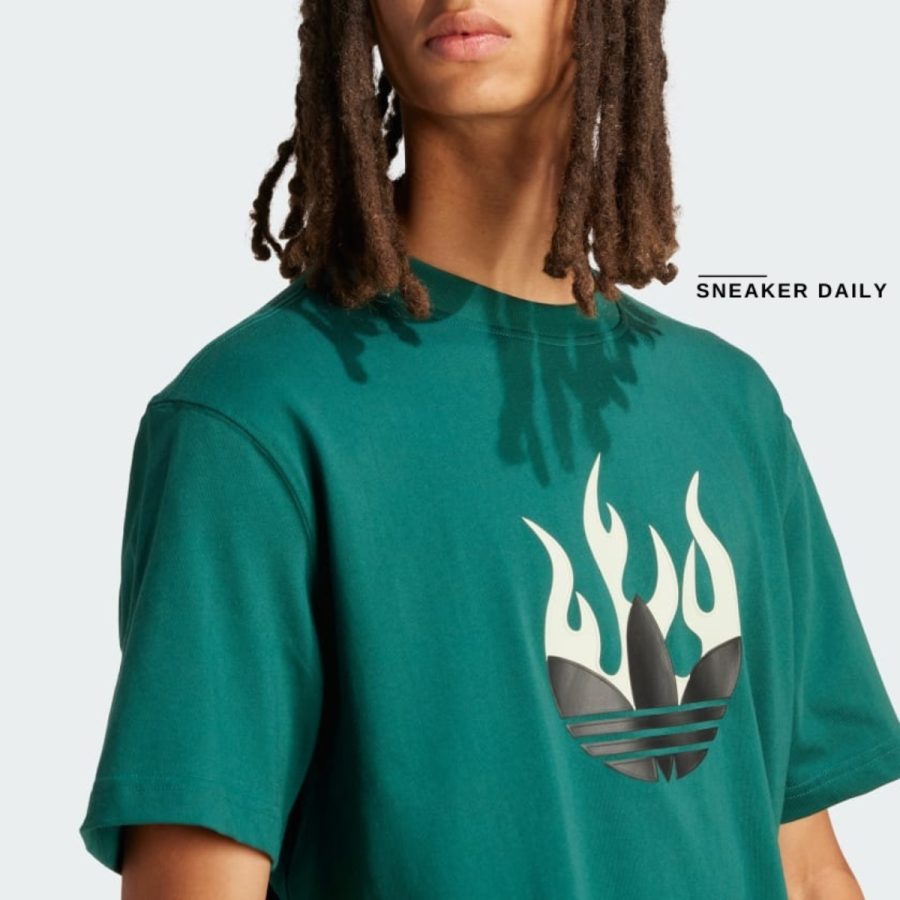 áo adidas originals flames logo tee - collegiate green is0177