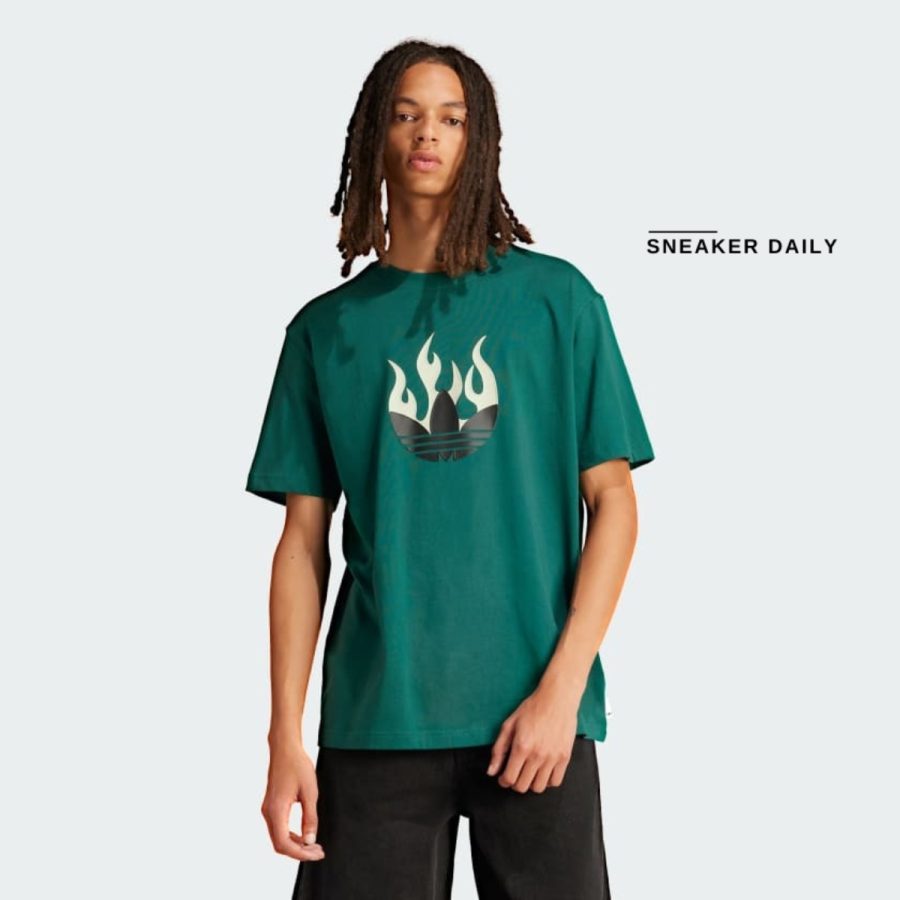 áo adidas originals flames logo tee - collegiate green is0177