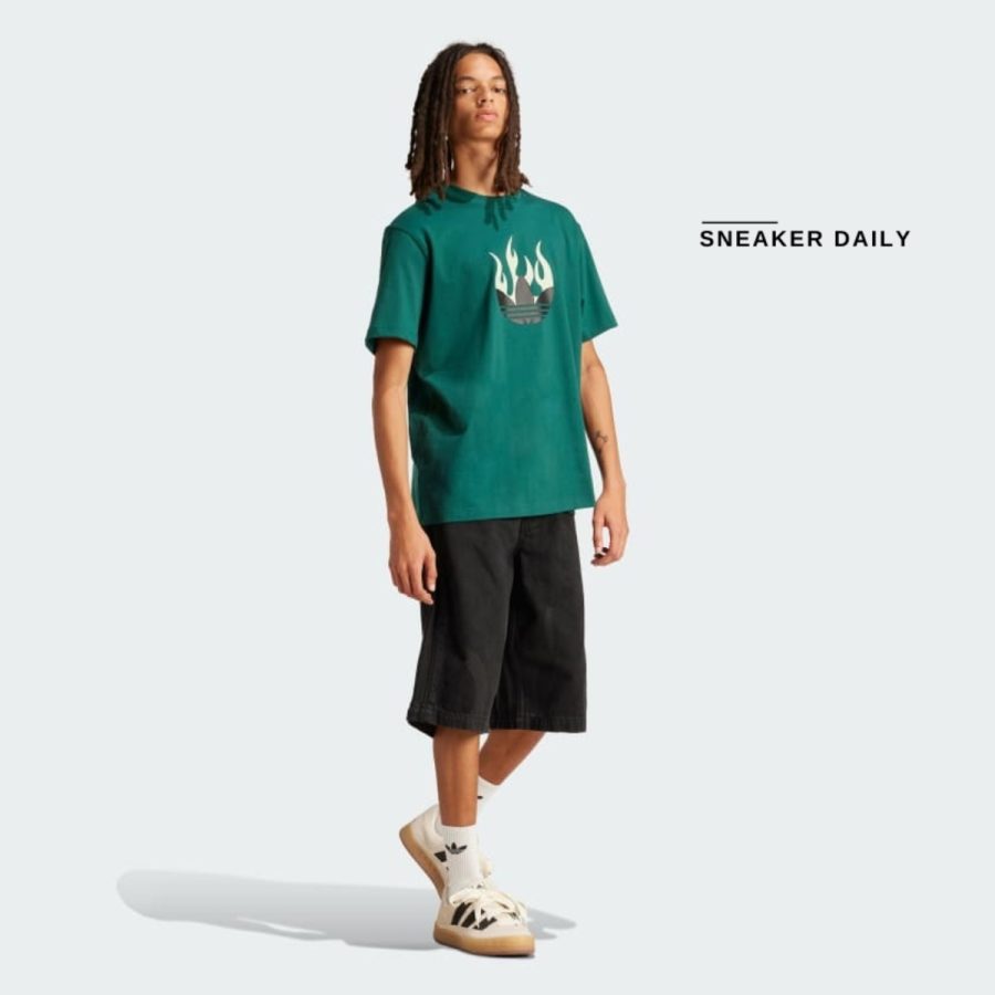 áo adidas originals flames logo tee - collegiate green is0177