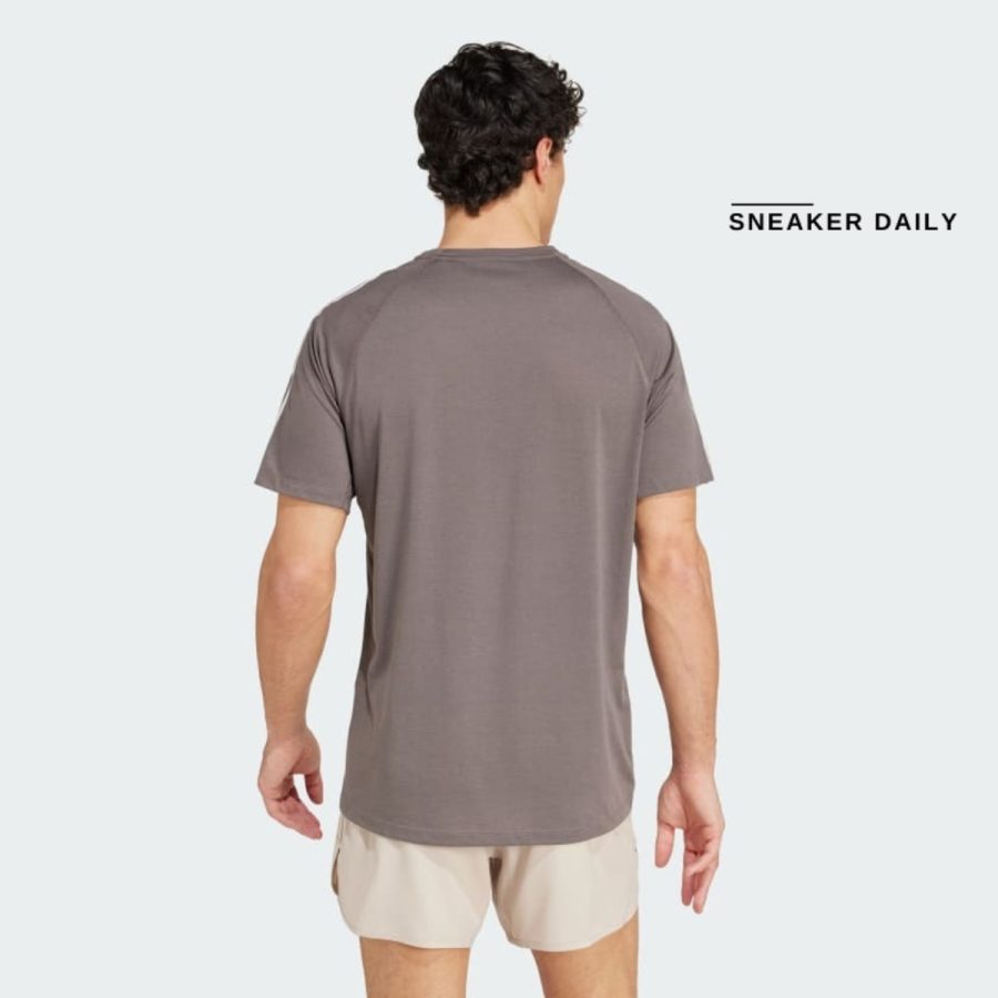 áo adidas own the run 3-stripes tee - charcoal iv9952