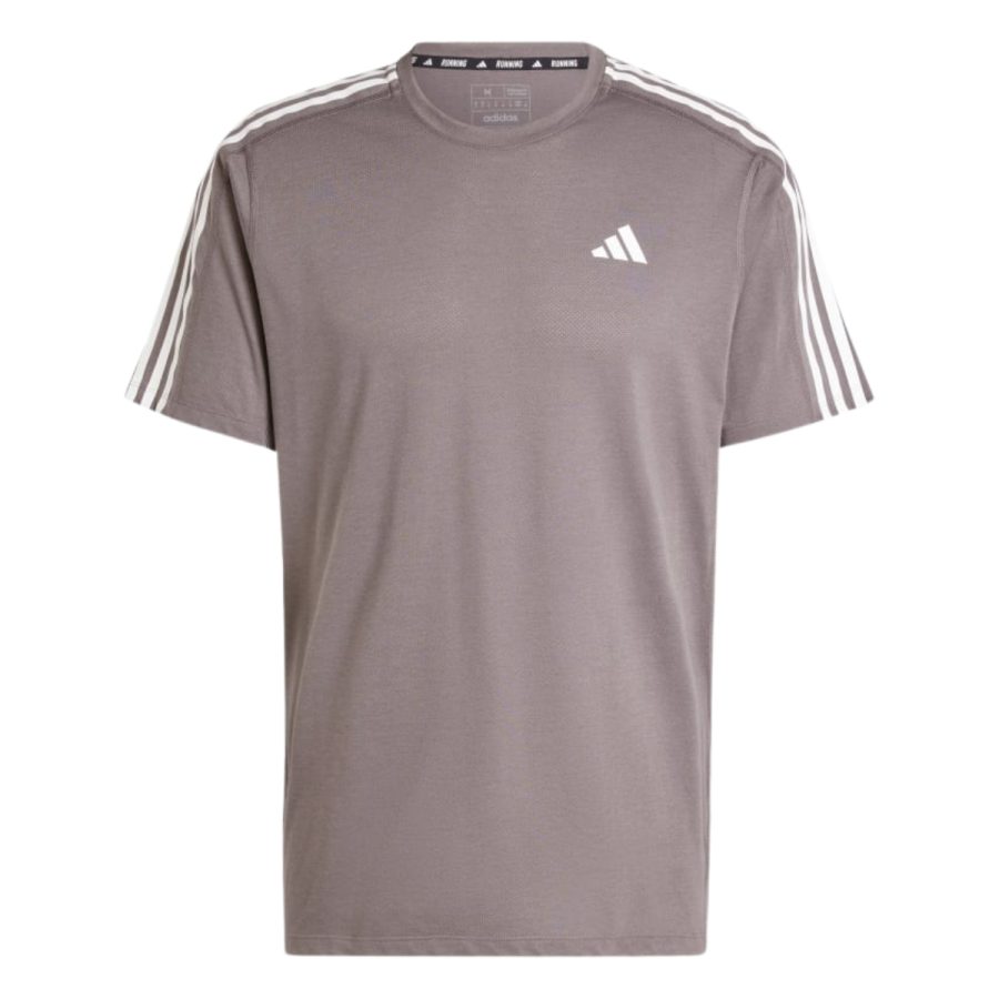 áo adidas own the run 3-stripes tee - charcoal iv9952