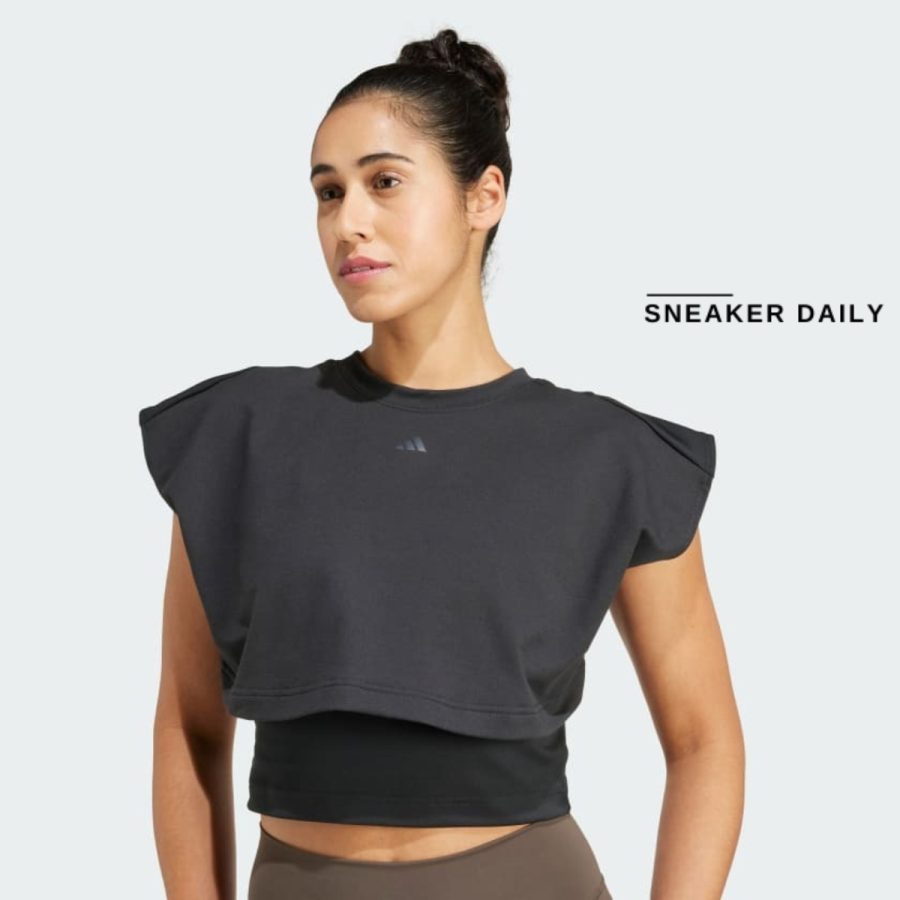 áo adidas power boxy french terry 3-stripes tank top - black iw1496