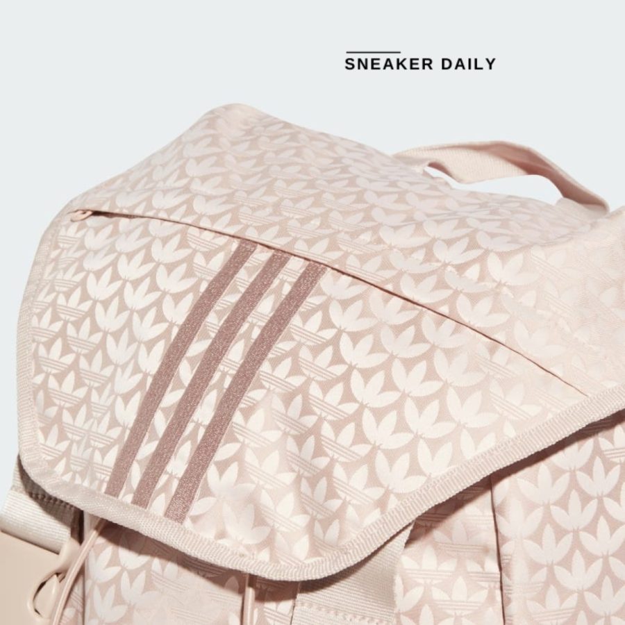 balo adidas trefoil monogram jacquard backpack - wonder taupe is3009