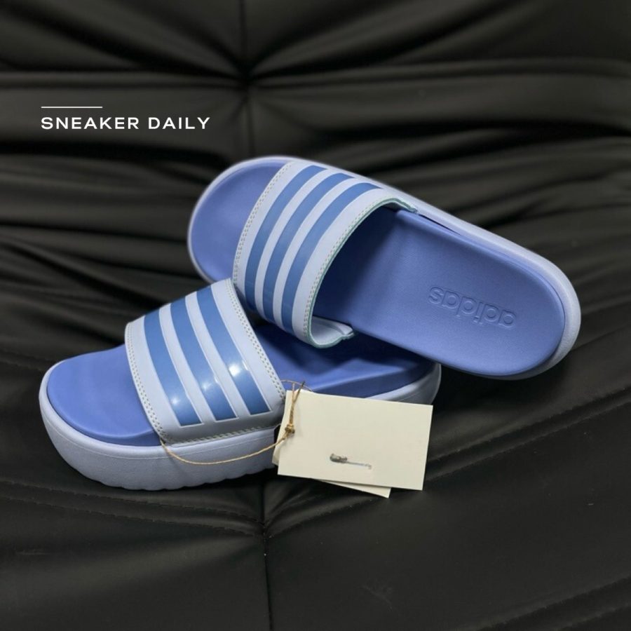 dép (wmns) adidas adilette platform slide 'blue dawn' hq6181