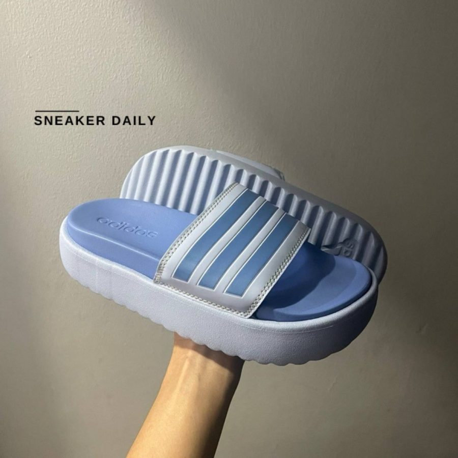 dép (wmns) adidas adilette platform slide 'blue dawn' hq6181