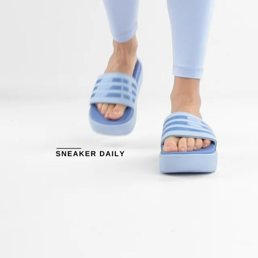 dép (wmns) adidas adilette platform slide 'blue dawn' hq6181