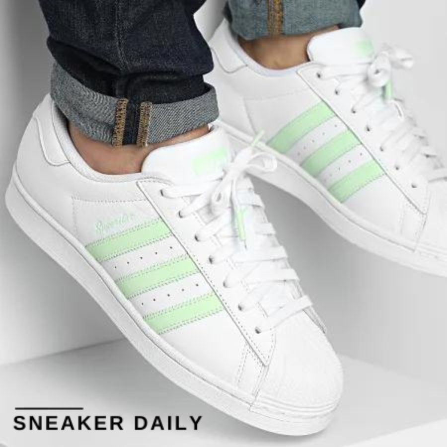 giày adidas superstar 'white semi green spark' (wmns) ie3005