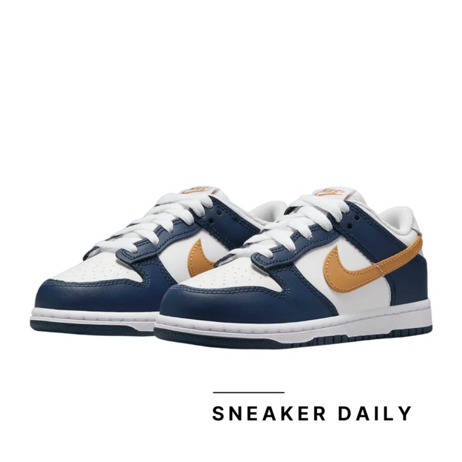 giày nike dunk low gs 'midnight navy wheat' fb9109-111