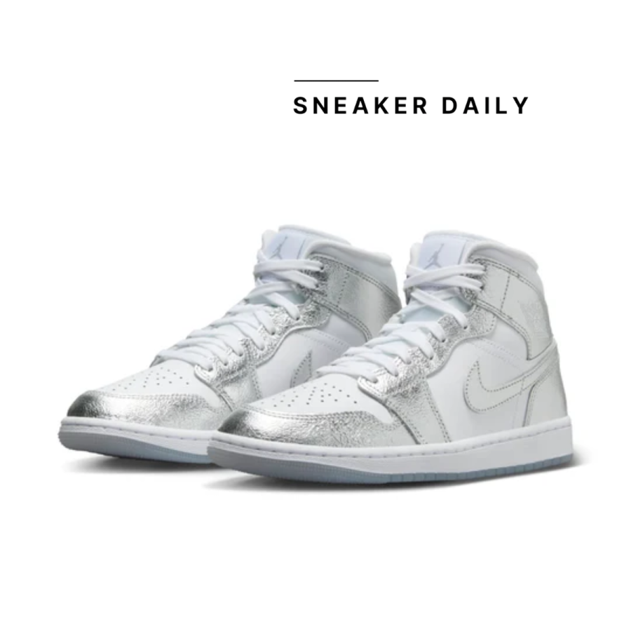 giày (wmns) air jordan 1 mid se 'metallic silver' fn5031-100