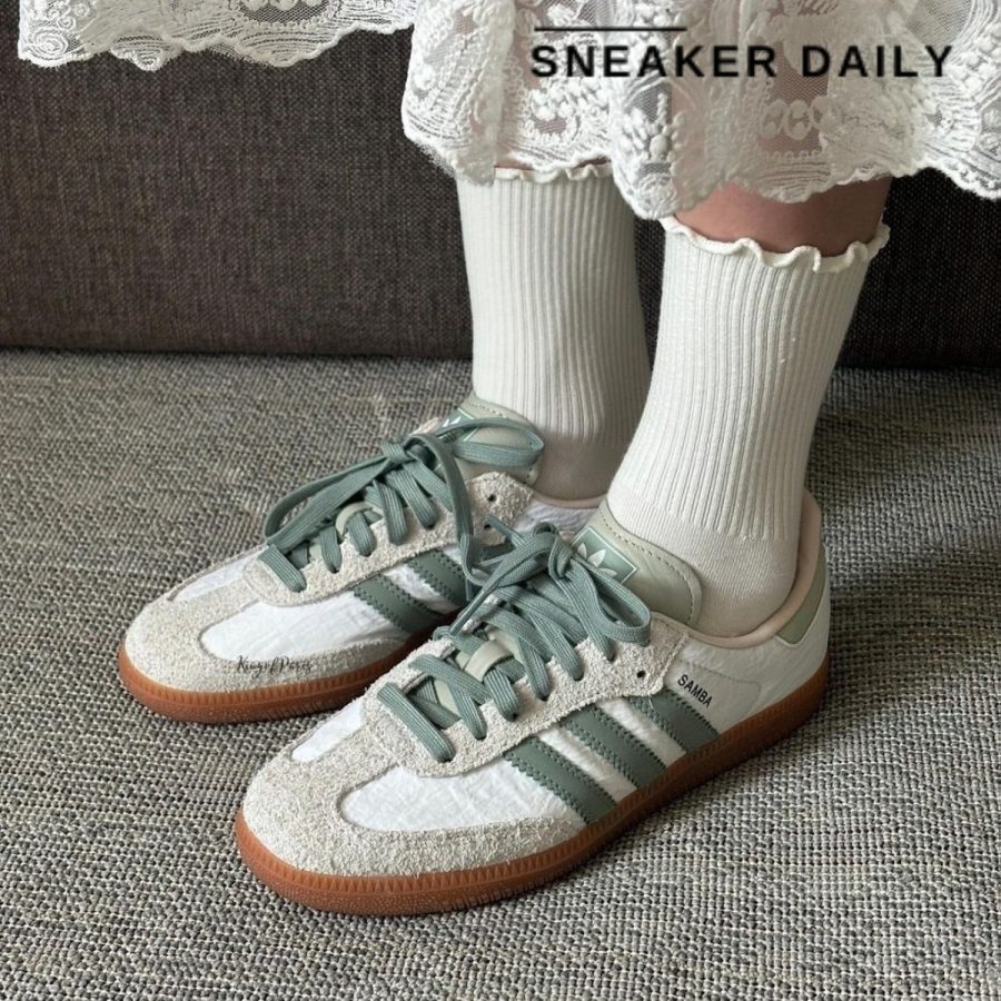giày adidas samba 'cloud white silver green' (wmns) id0492