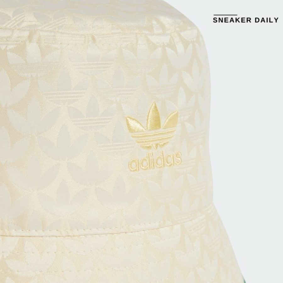 mũ adidas trefoil monogram jacquard bucket hat - cream white is3010