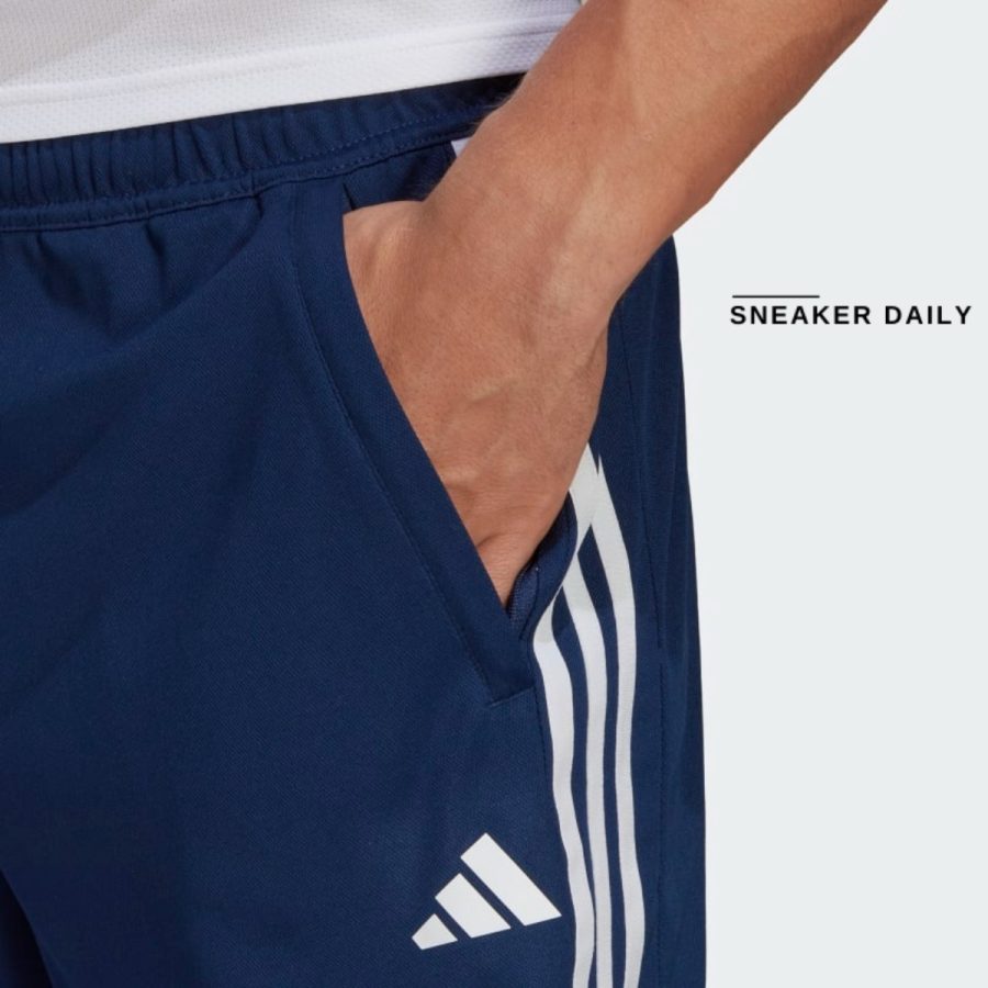 quần adidas train essentials piqué 3-stripes training shorts - dark blue ib8112