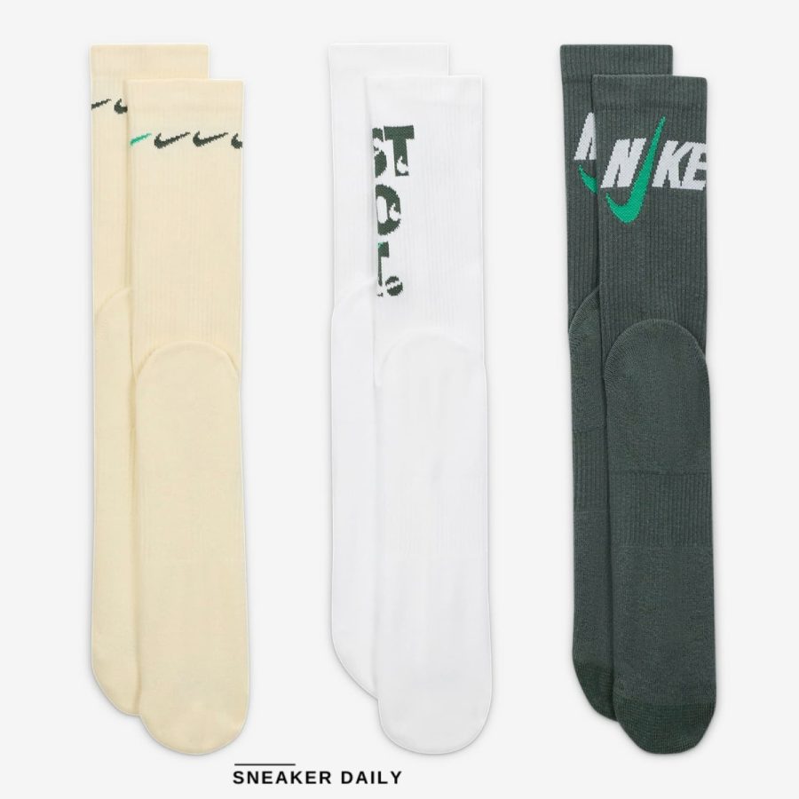 tất nike everyday plus cushioned crew socks (3 pairs) dh3822-901