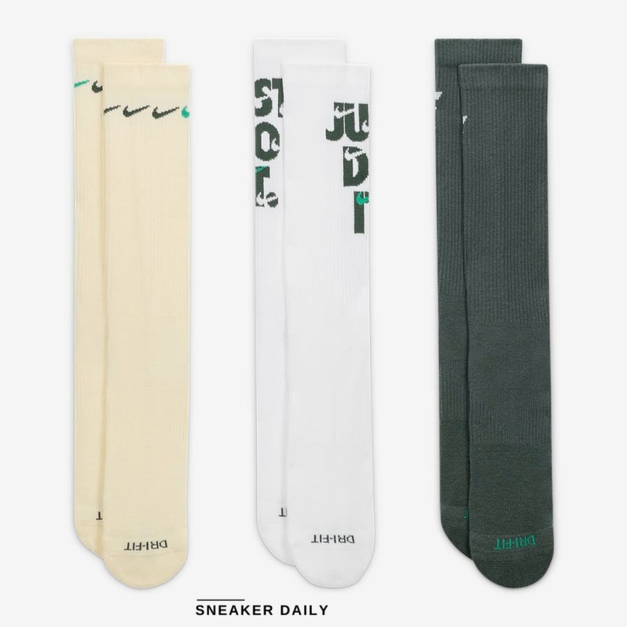 tất nike everyday plus cushioned crew socks (3 pairs) dh3822-901