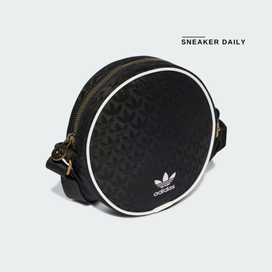 túi adidas women's lifestyle trefoil jacquard monogram round bag - black it7388