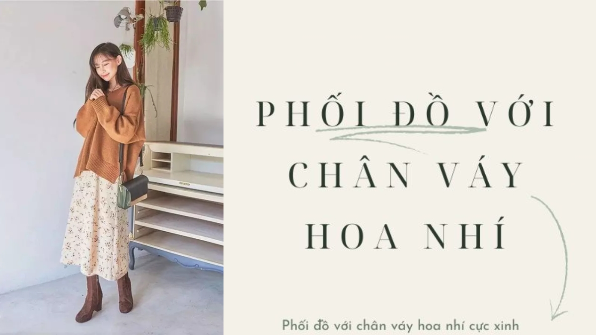 phối đồ với chân váy hoa nhí