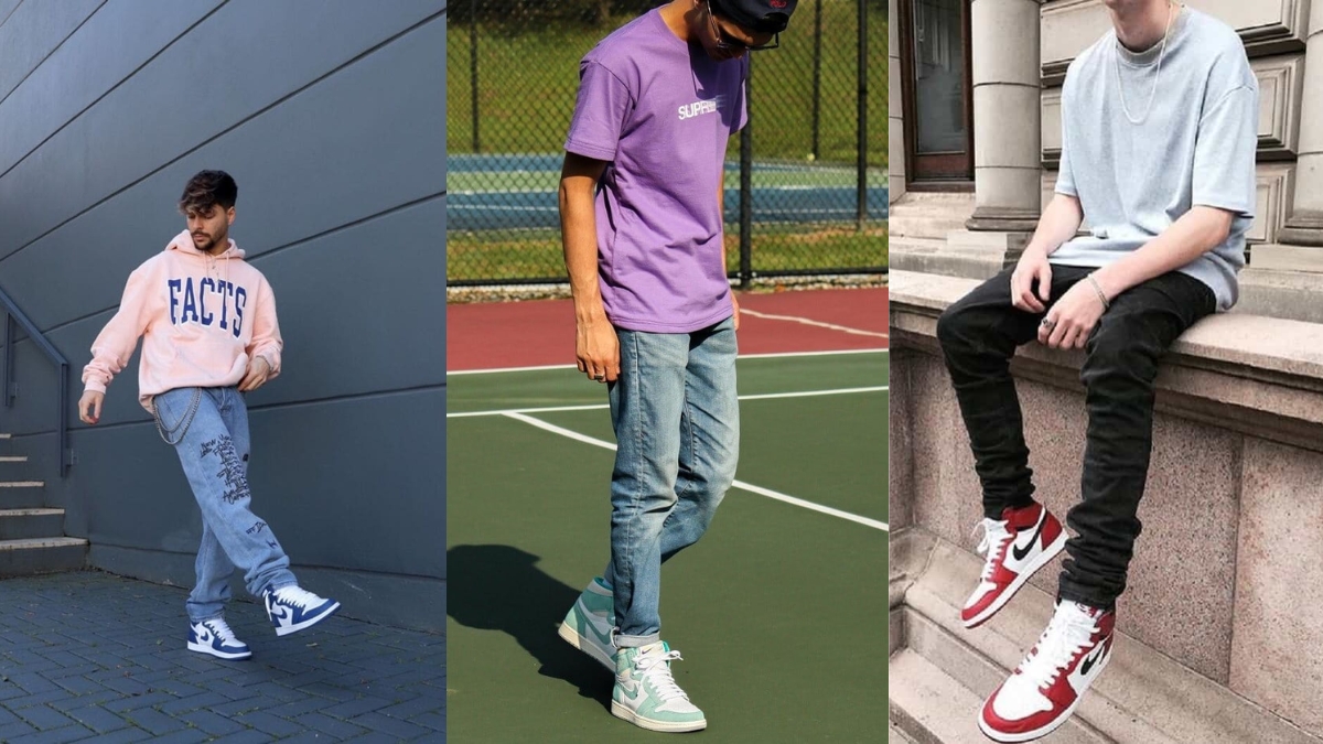 phối quần jean với giày sneaker