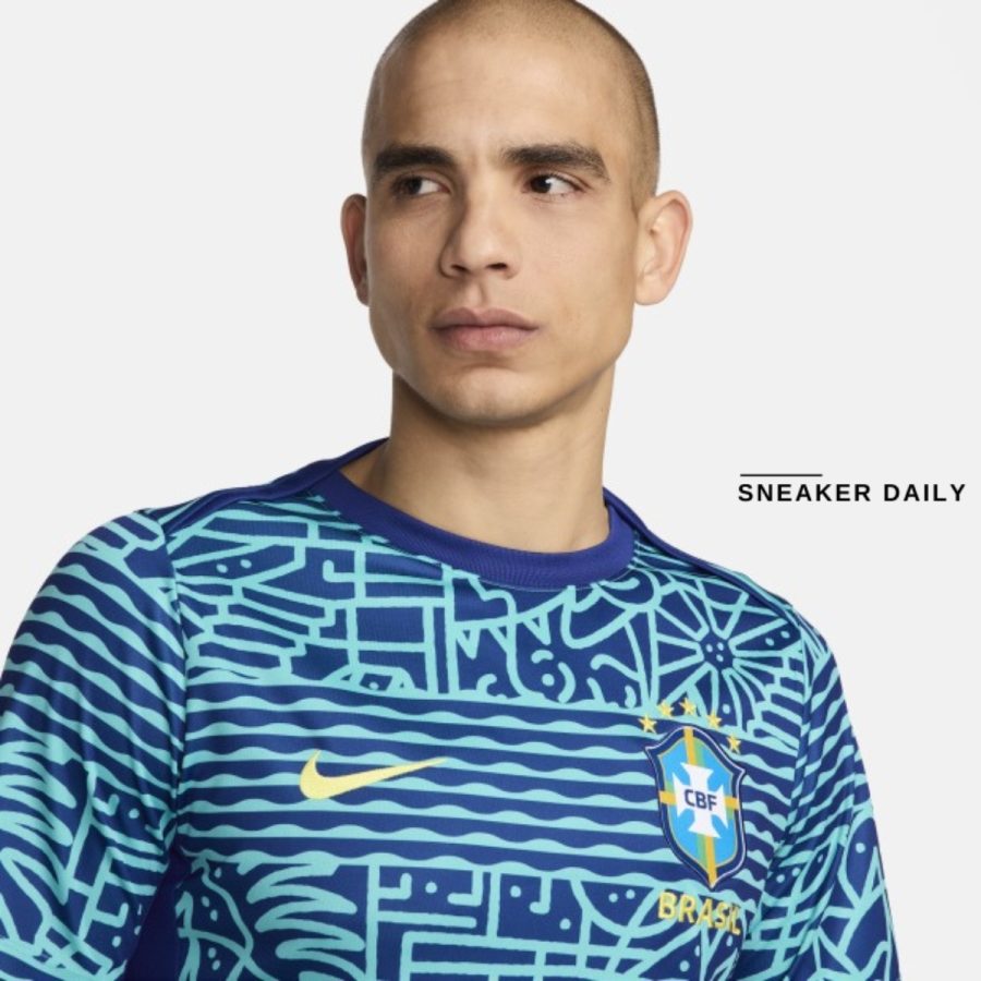 áo brazil academy pro men's nike dri-fit soccer pre-match short-sleeve top fj2723-445