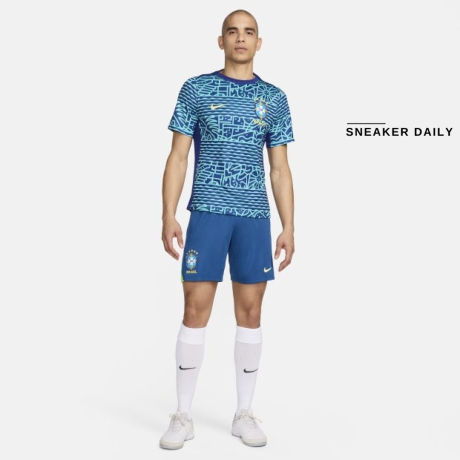 áo brazil academy pro men's nike dri-fit soccer pre-match short-sleeve top fj2723-445