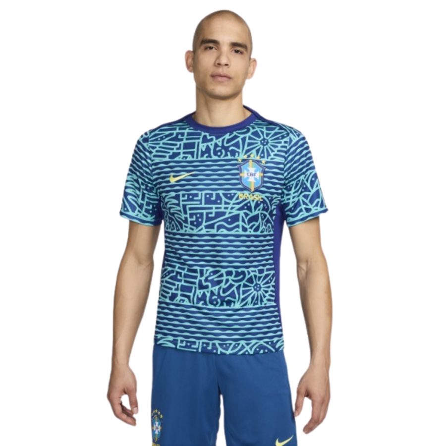 áo brazil academy pro men's nike dri-fit soccer pre-match short-sleeve top fj2723-445
