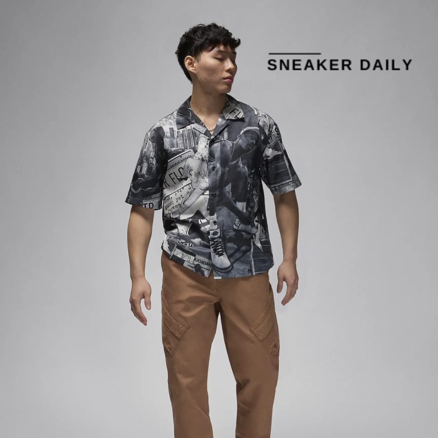 áo jordan essentials men's printed camp top fv7311-133