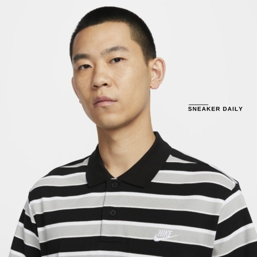 áo nike club men's striped polo fn3897-010