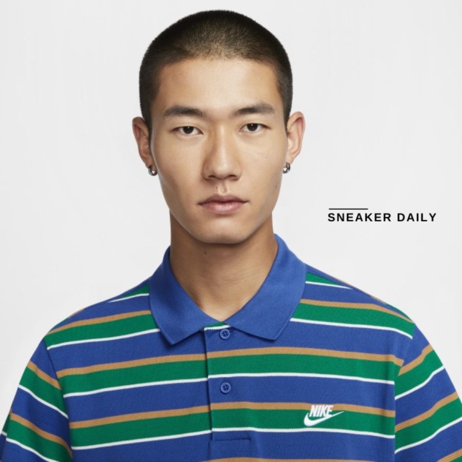 áo nike club men's striped polo fn3897-480