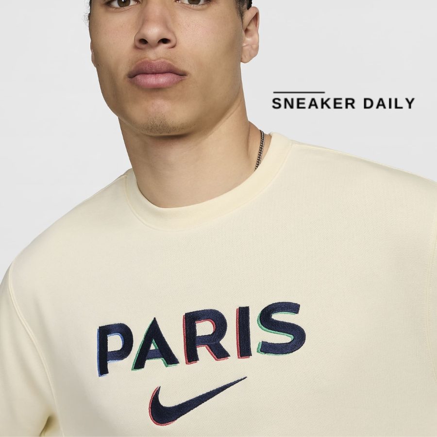 áo nike paris saint-germain club men's soccer french terry crew-neck sweatshirt fz8545-113