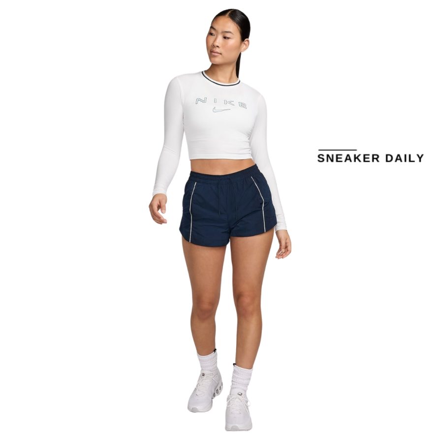 áo nike sportswear chill knit women's slim long sleeve crop graphic t-shirt fz2859-100