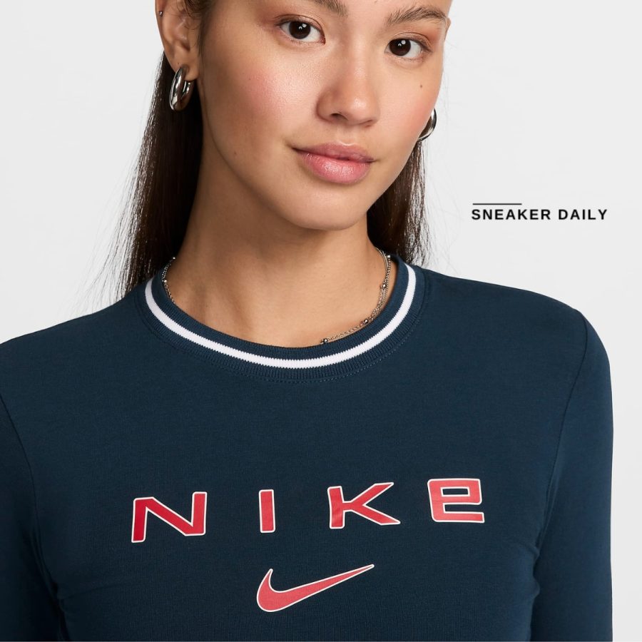 áo nike sportswear chill knit women's slim long sleeve crop graphic t-shirt fz2859-478