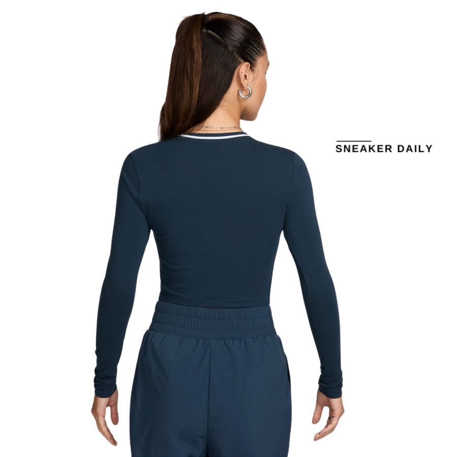 áo nike sportswear chill knit women's slim long sleeve crop graphic t-shirt fz2859-478