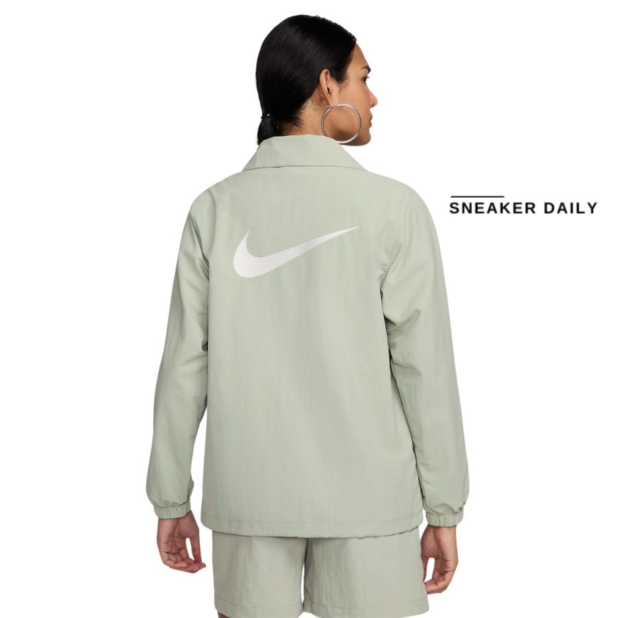 áo nike sportswear essential women's oversized uv woven coaches' jacket fv7561-370