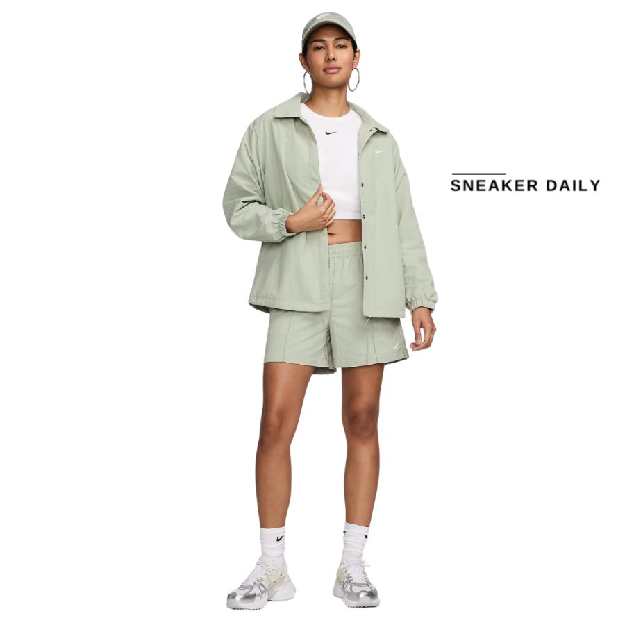 áo nike sportswear essential women's oversized uv woven coaches' jacket fv7561-370