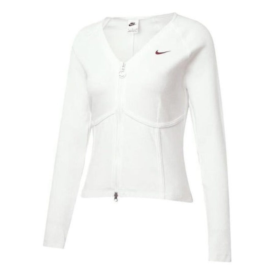 áo nike sportswear v-day long-sleeve full-zip top 'white' hf1133-100