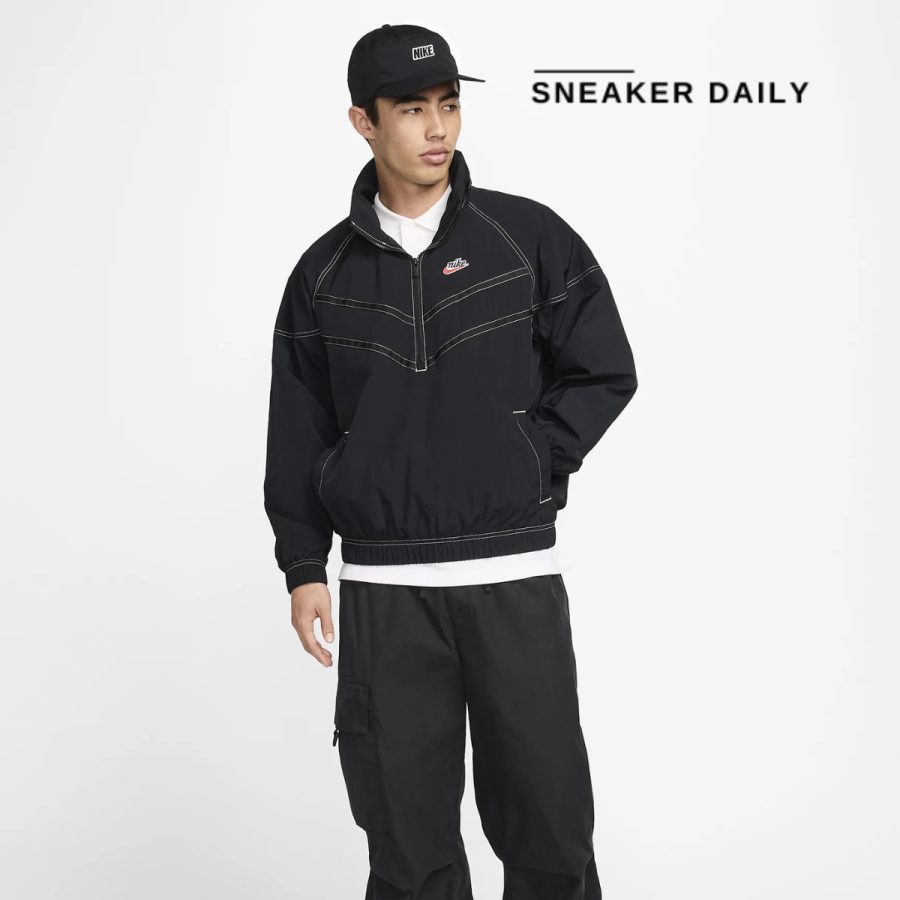 áo nike sportswear windrunner men's 12-zip hooded jacket dm6861-010