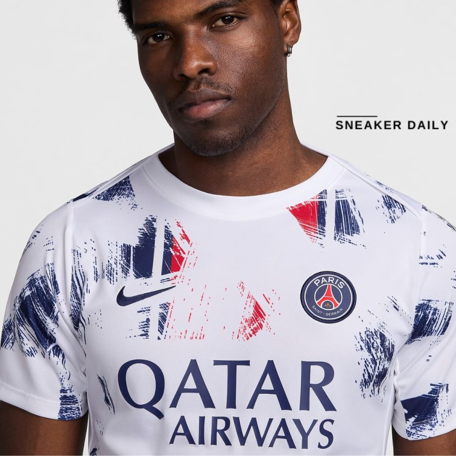 áo paris saint-germain academy pro away men's nike dri-fit football pre-match short-sleeve top fn9656-101