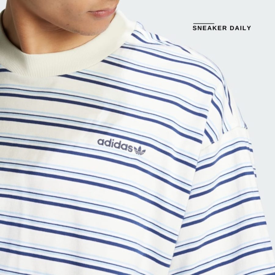 áo adidas '80s loose striped tee - off white jc6522