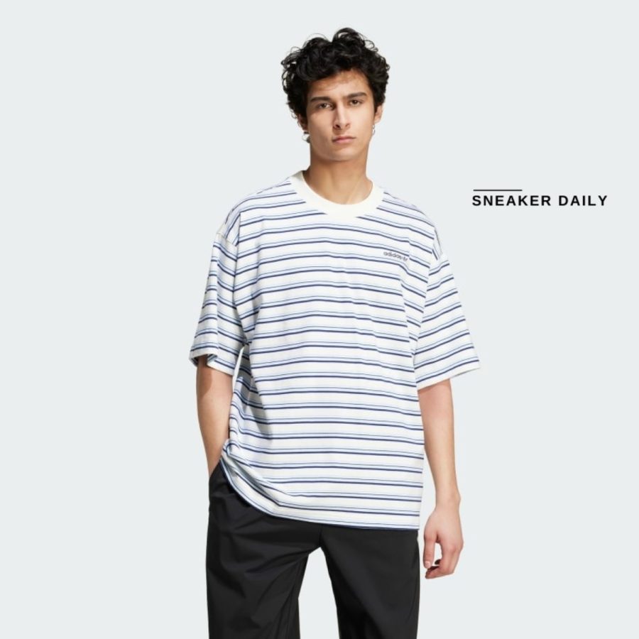 áo adidas '80s loose striped tee - off white jc6522