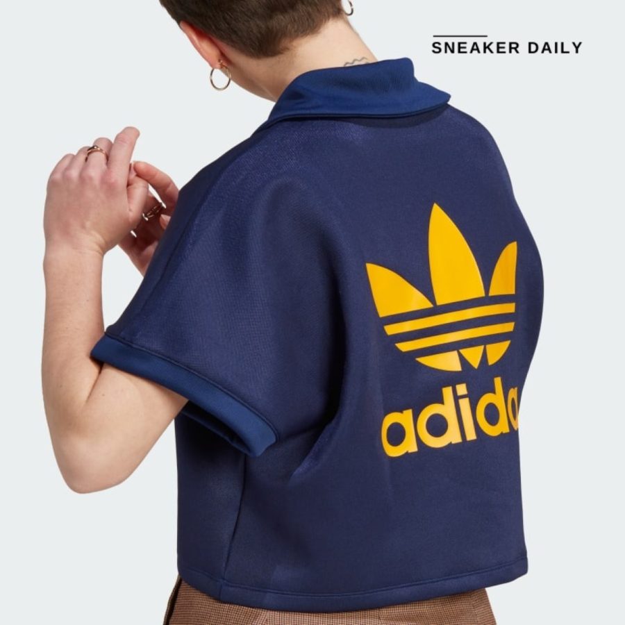 áo adidas adicolor classics oversized crop polo tee - dark blue ii0746