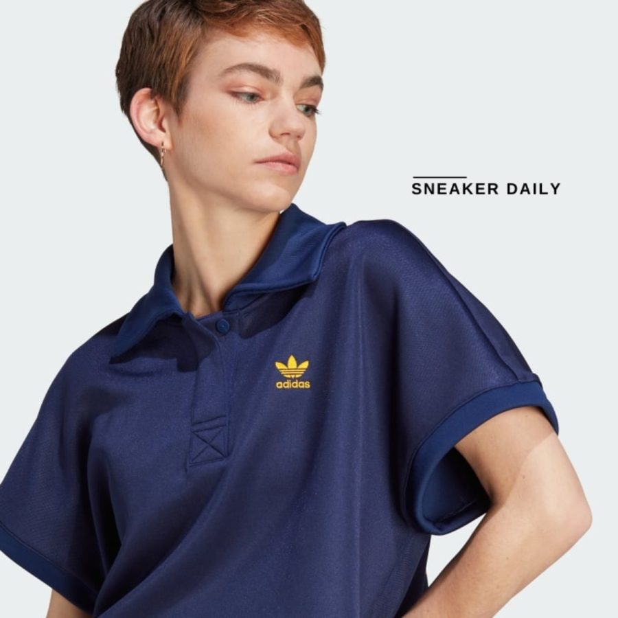 áo adidas adicolor classics oversized crop polo tee - dark blue ii0746